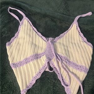 PINK Victoria's Secret Lilac and Cream Crochet Bralette